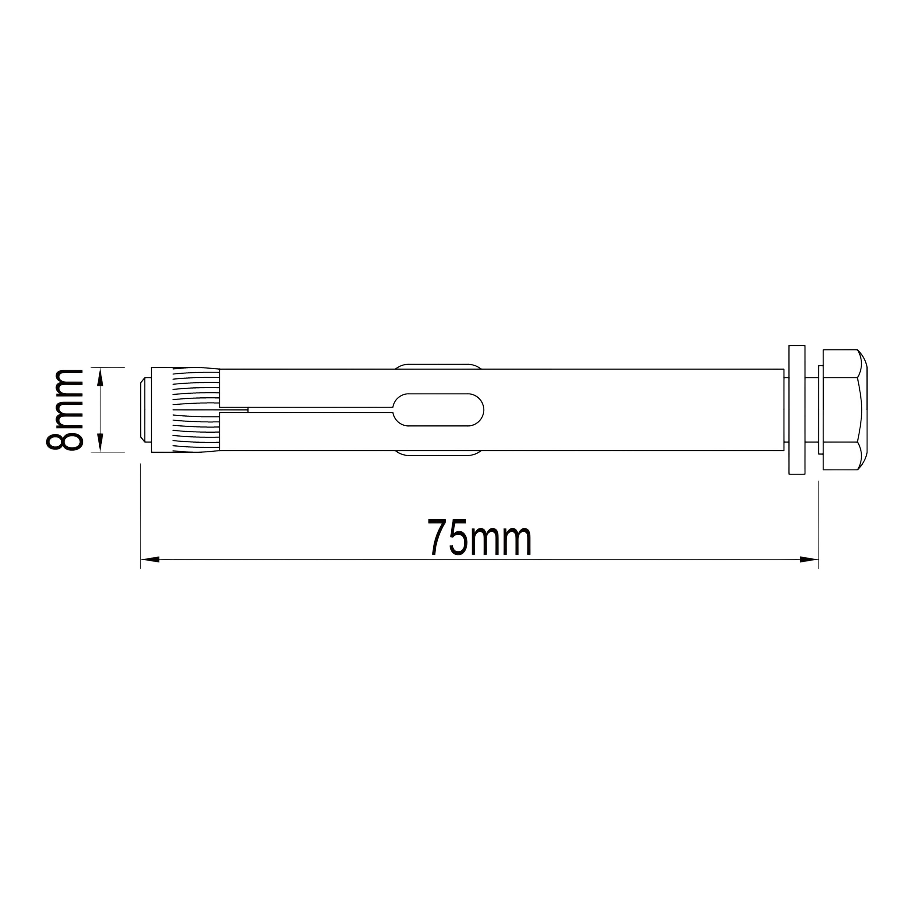 Diall M6 Hex Carbon steel Zinc-plated Sleeve anchor (L)75mm, Pack of 6
