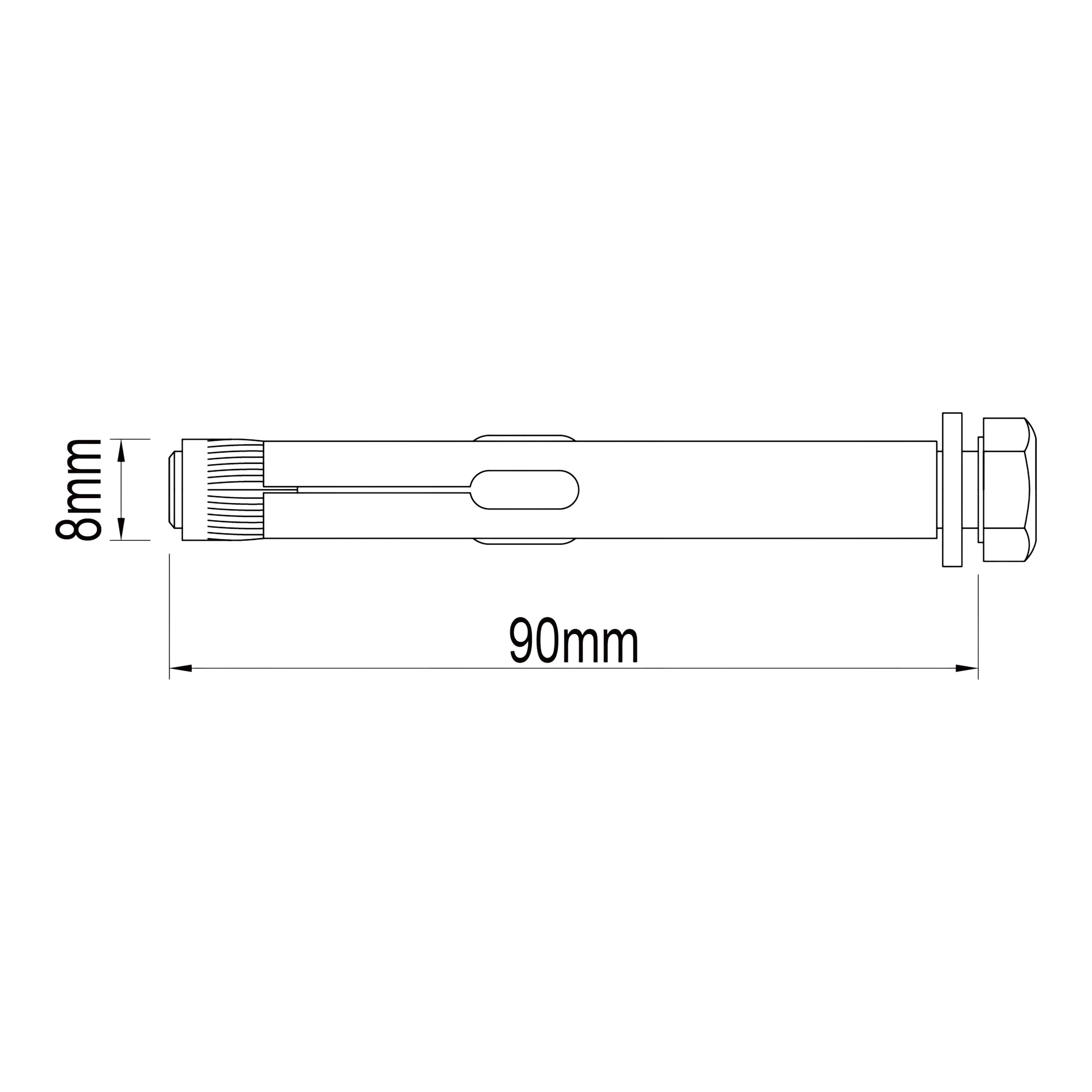 Diall M6 Hex Carbon steel Zinc-plated Sleeve anchor (L)90mm, Pack of 6