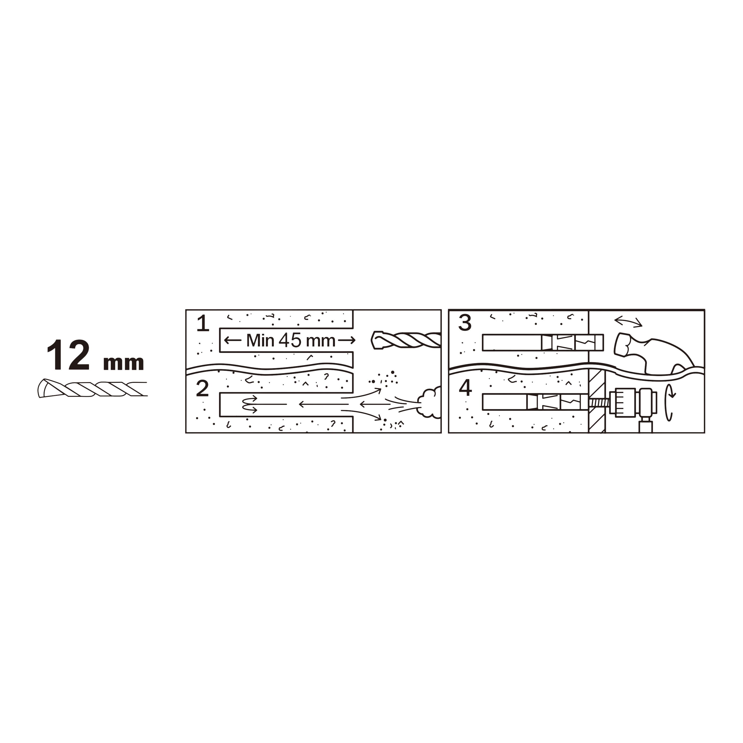 Diall M6 Hex O-hook Steel Shield anchor (L)50mm, Pack of 2