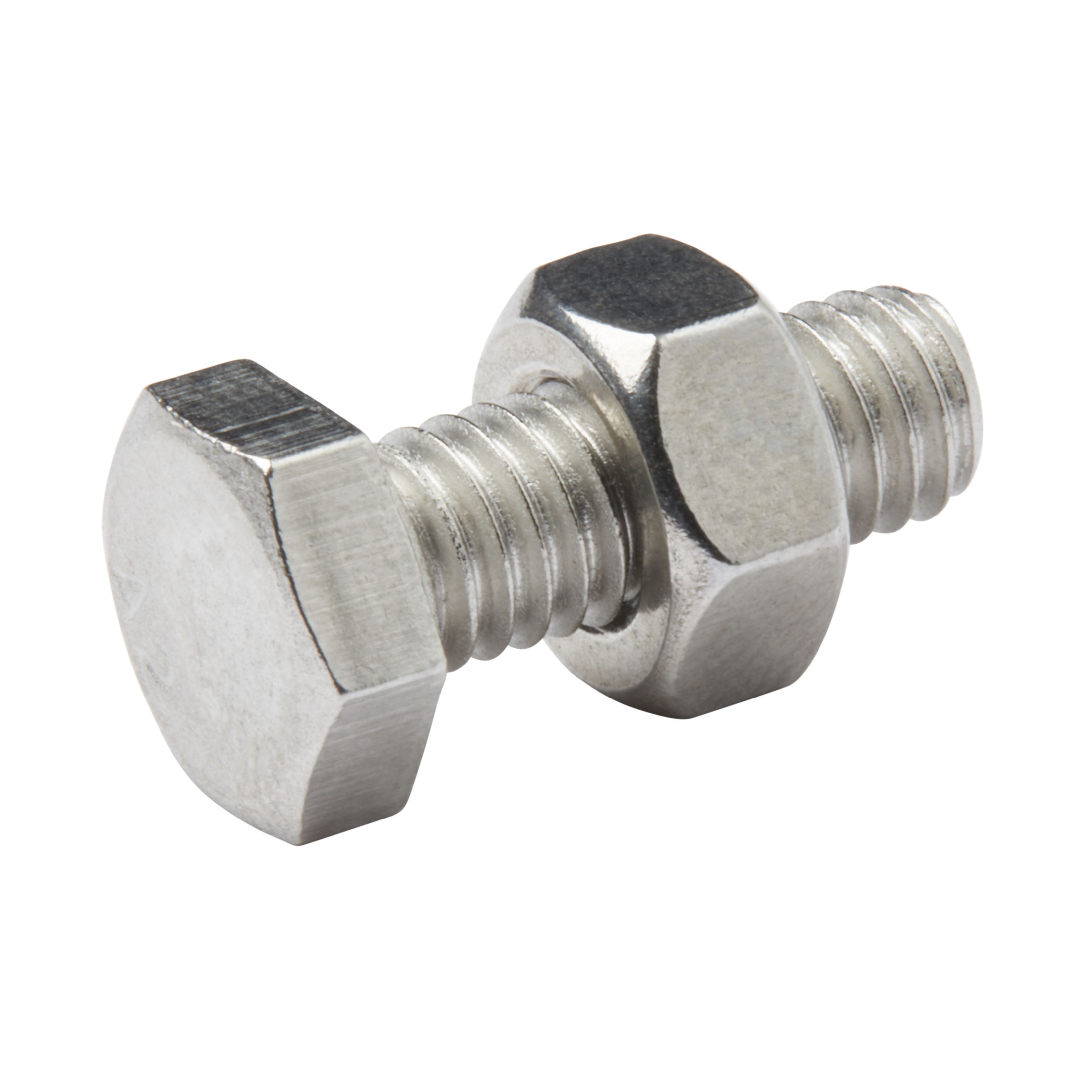 Diall M6 Hex Stainless steel Bolt & nut (L)16mm (Dia)6mm, Pack of 10
