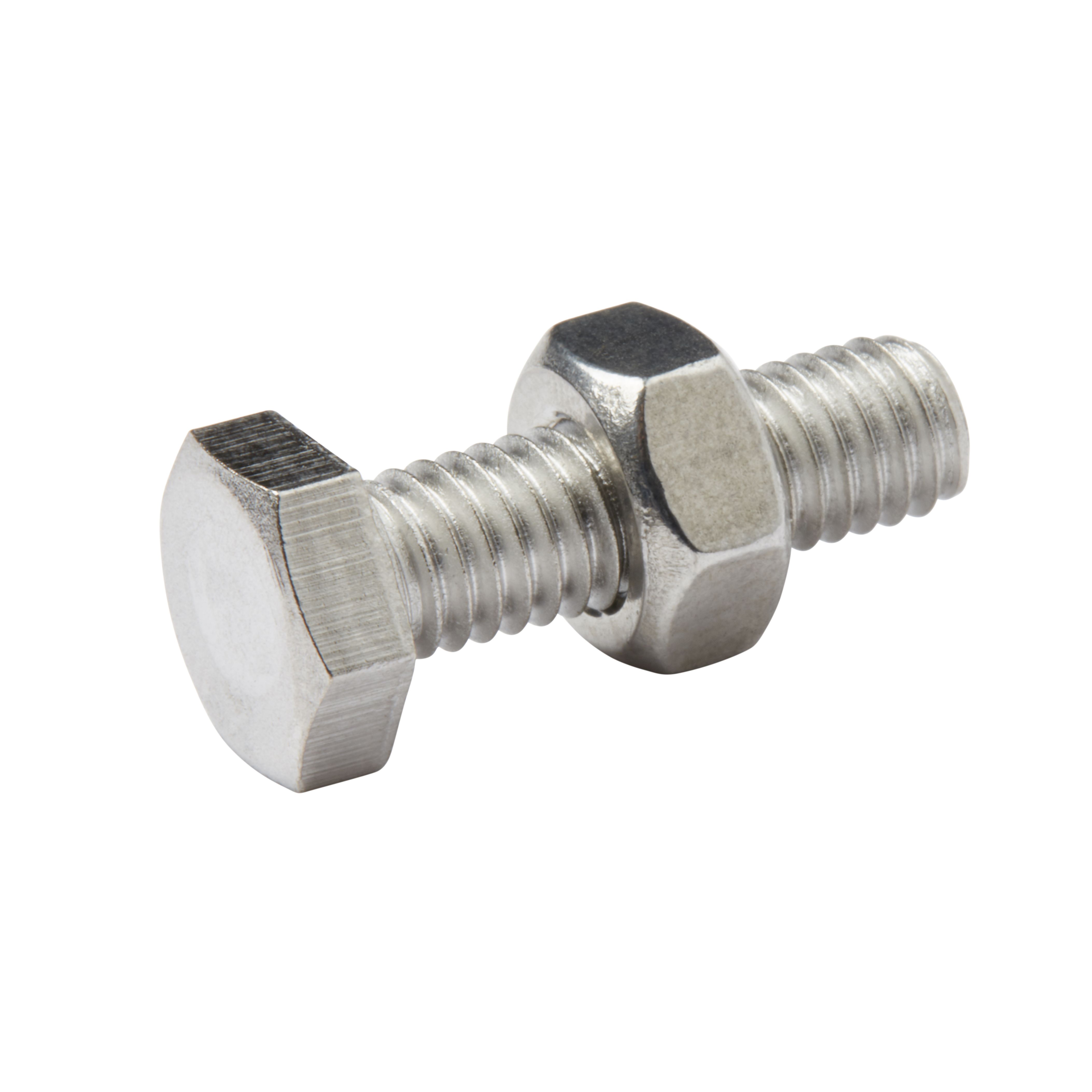 Diall M6 Hex Stainless steel Bolt & nut (L)20mm (Dia)6mm, Pack of 10