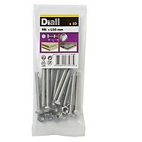Diall M6 Hex Stainless steel Bolt & nut (L)50mm (Dia)6mm, Pack of 10