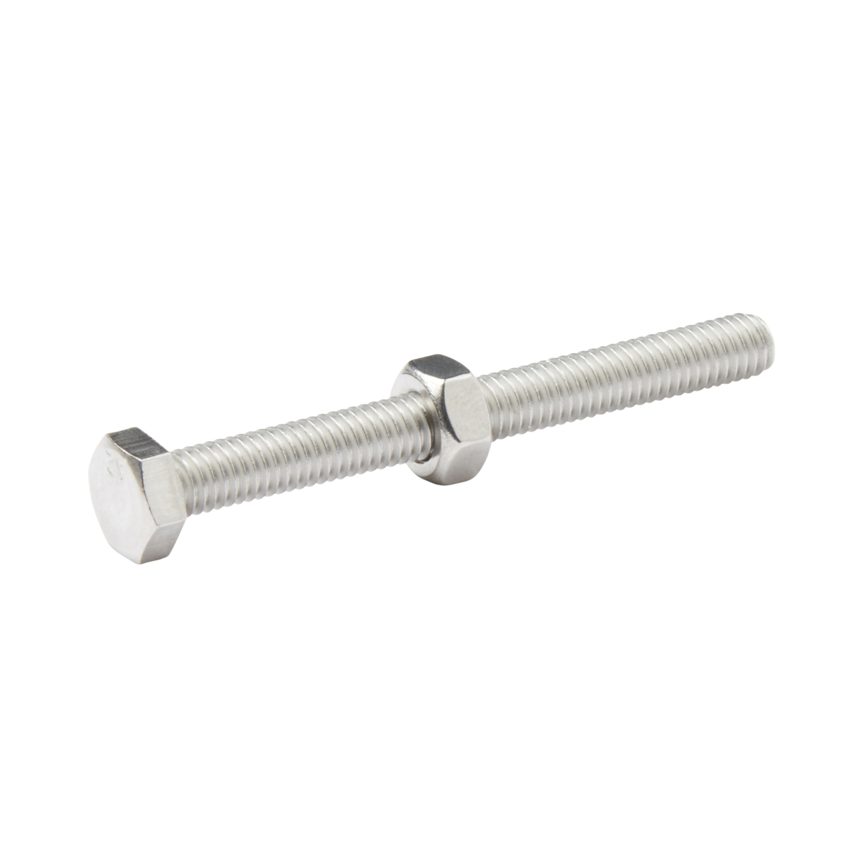 Diall M6 Hex Stainless steel Bolt & nut (L)60mm (Dia)6mm, Pack of 10