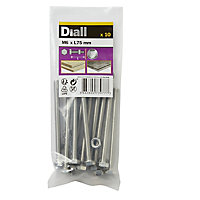Diall M6 Hex Stainless steel Bolt & nut (L)75mm (Dia)6mm, Pack of 10