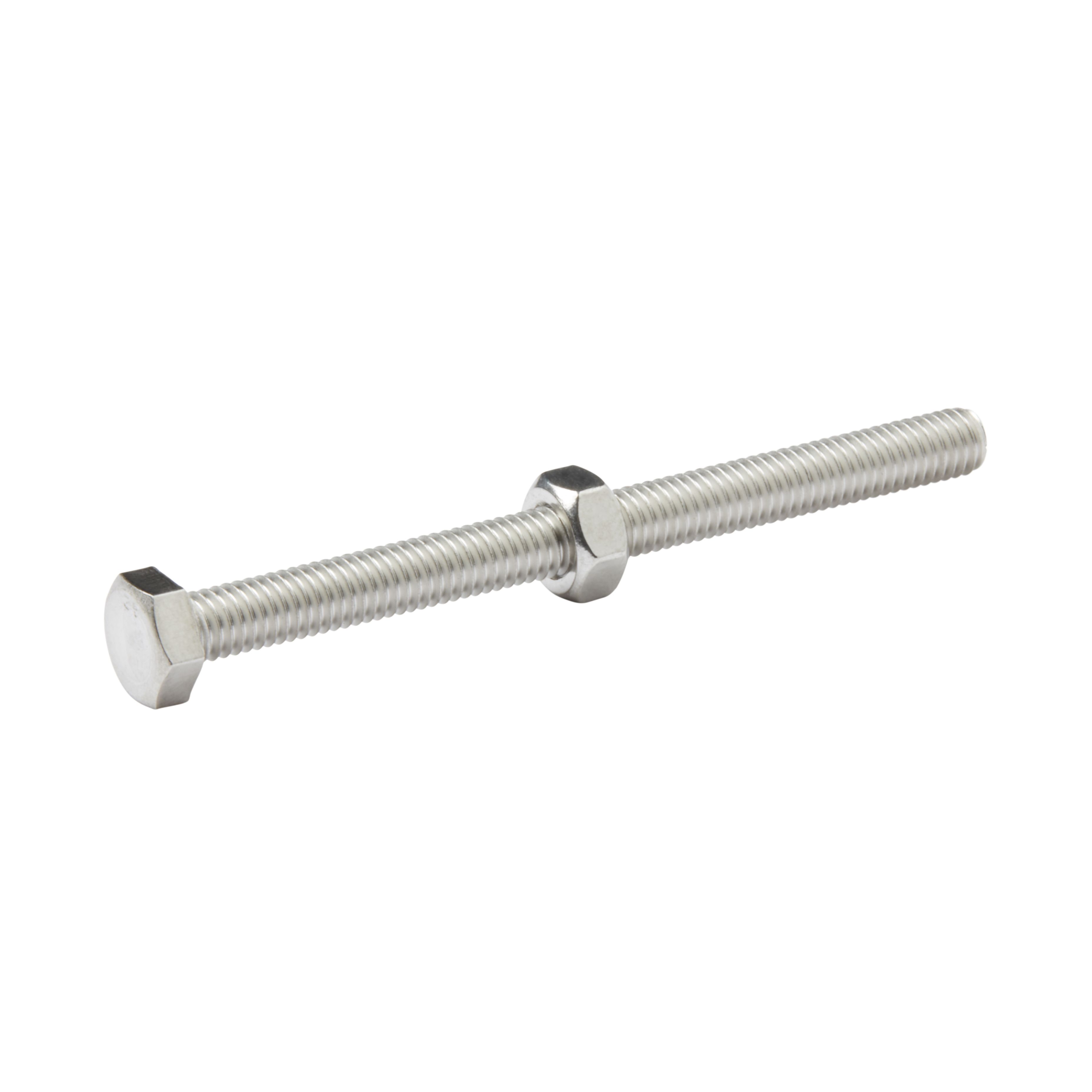 Diall M6 Hex Stainless steel Bolt & nut (L)75mm (Dia)6mm, Pack of 10