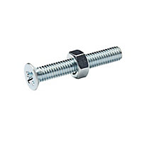 Diall M6 Pozidriv Countersunk Zinc-plated Carbon steel Machine screw & nut (Dia)6mm (L)40mm, Pack of 20