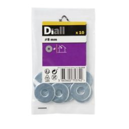 Diall M8 Carbon steel Flat Washer, Pack of 10
