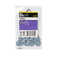 Diall M8 Carbon steel Medium Flat Washer, (Dia)8mm, Pack of 20
