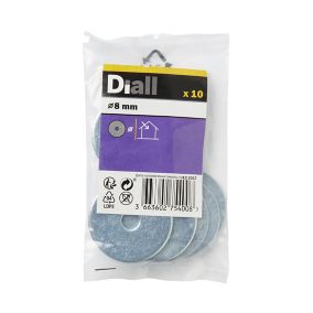 Diall M8 Carbon steel Penny Washer, Pack of 10
