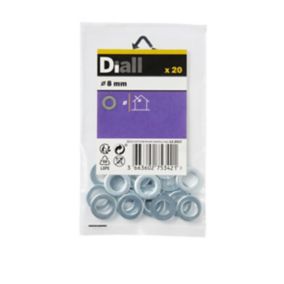 Diall M8 Carbon steel Small Flat Washer, (Dia)8mm, Pack of 20