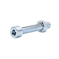 Diall M8 Cylindrical Zinc-plated Carbon steel Set screw & nut (Dia)8mm (L)50mm, Pack of 20