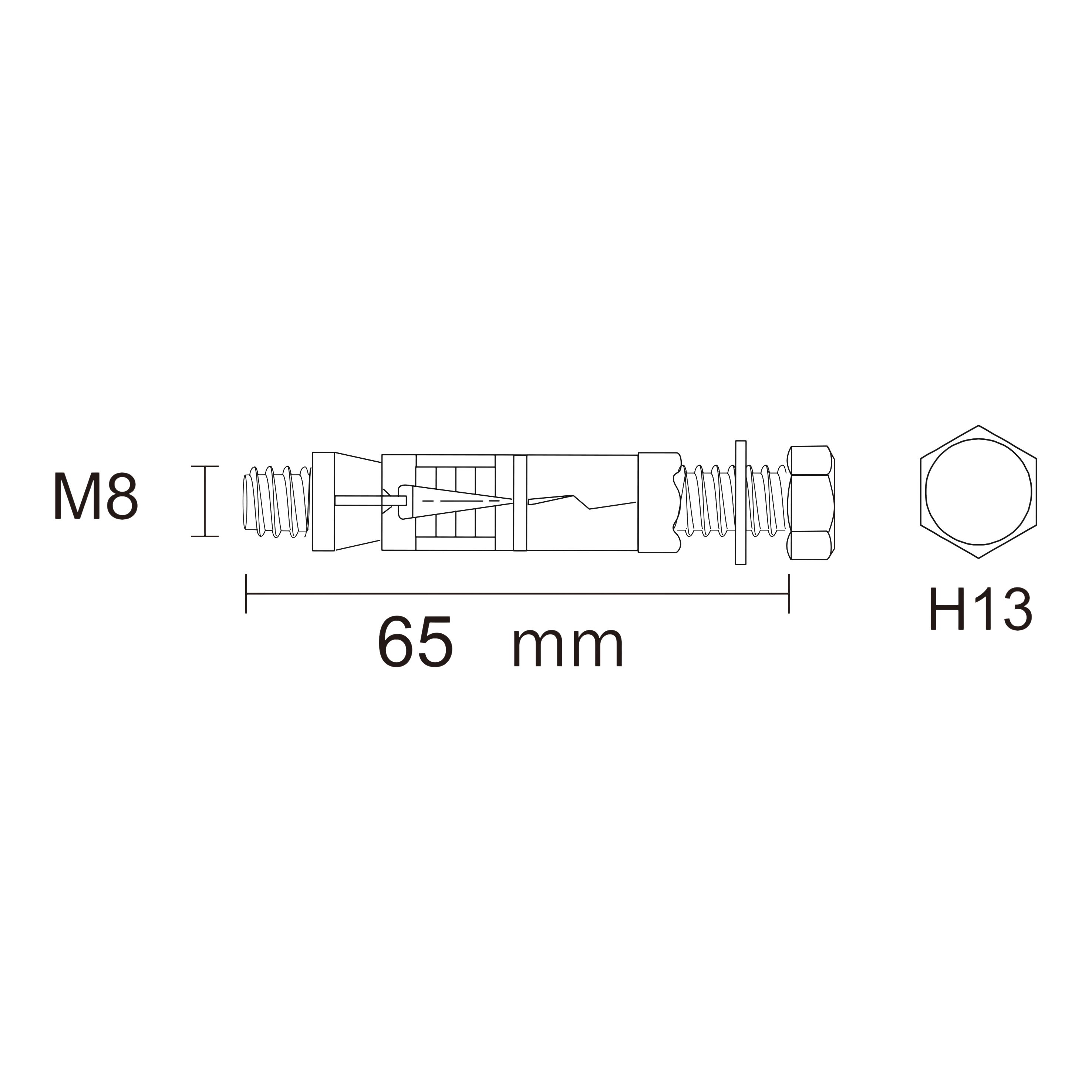 Diall M8 Hex Bolt Steel Shield anchor (L)65mm, Pack of 4