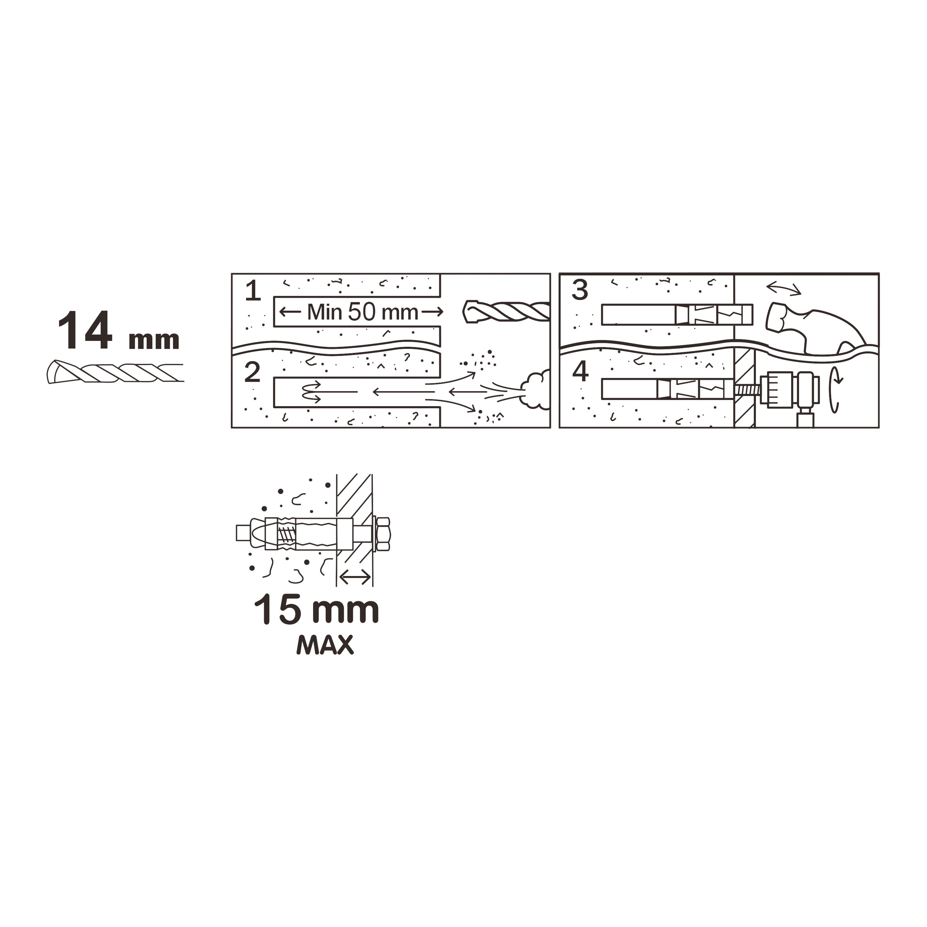 Diall M8 Hex Bolt Steel Shield anchor (L)65mm, Pack of 4