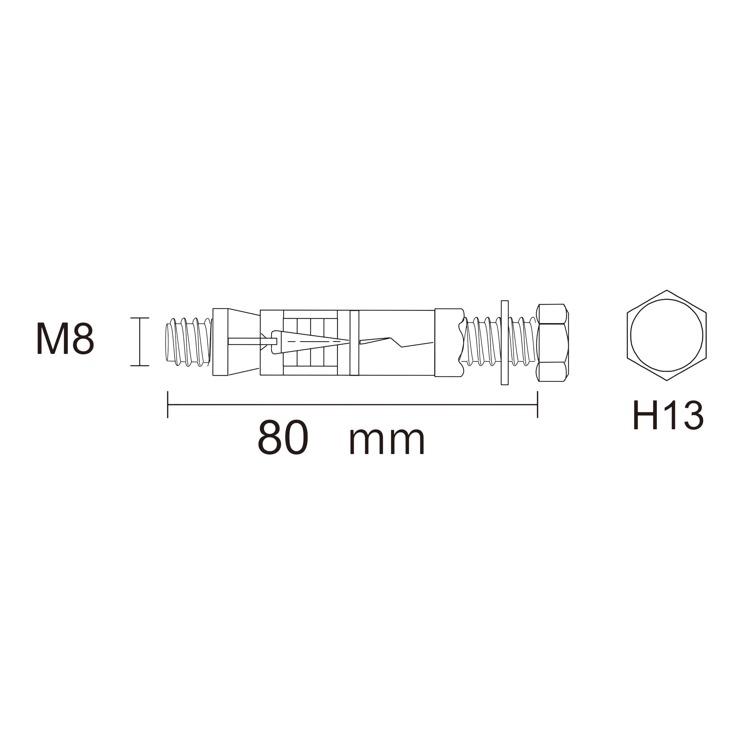 Diall M8 Hex Bolt Steel Shield anchor (L)80mm, Pack of 4