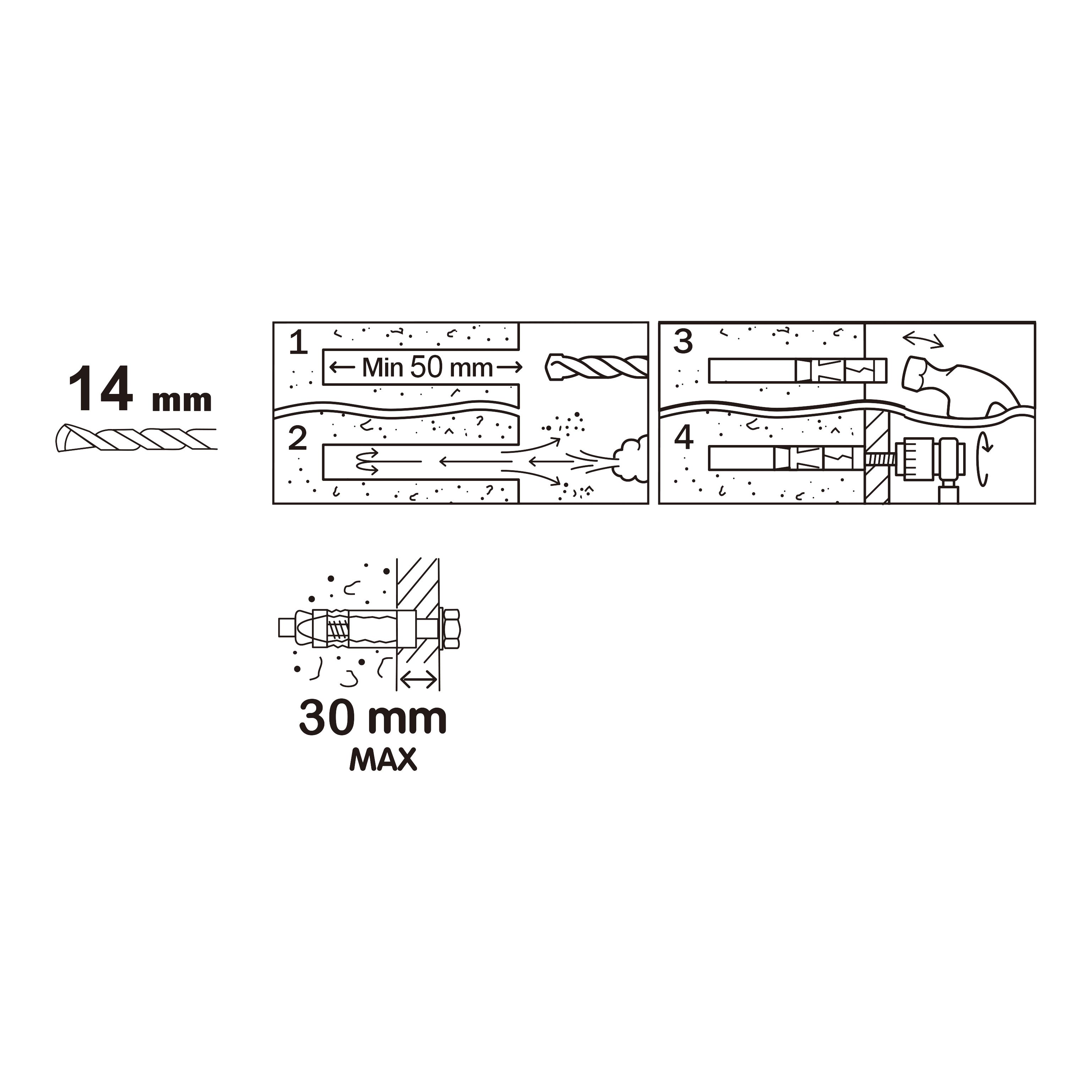 Diall M8 Hex Bolt Steel Shield anchor (L)80mm, Pack of 4