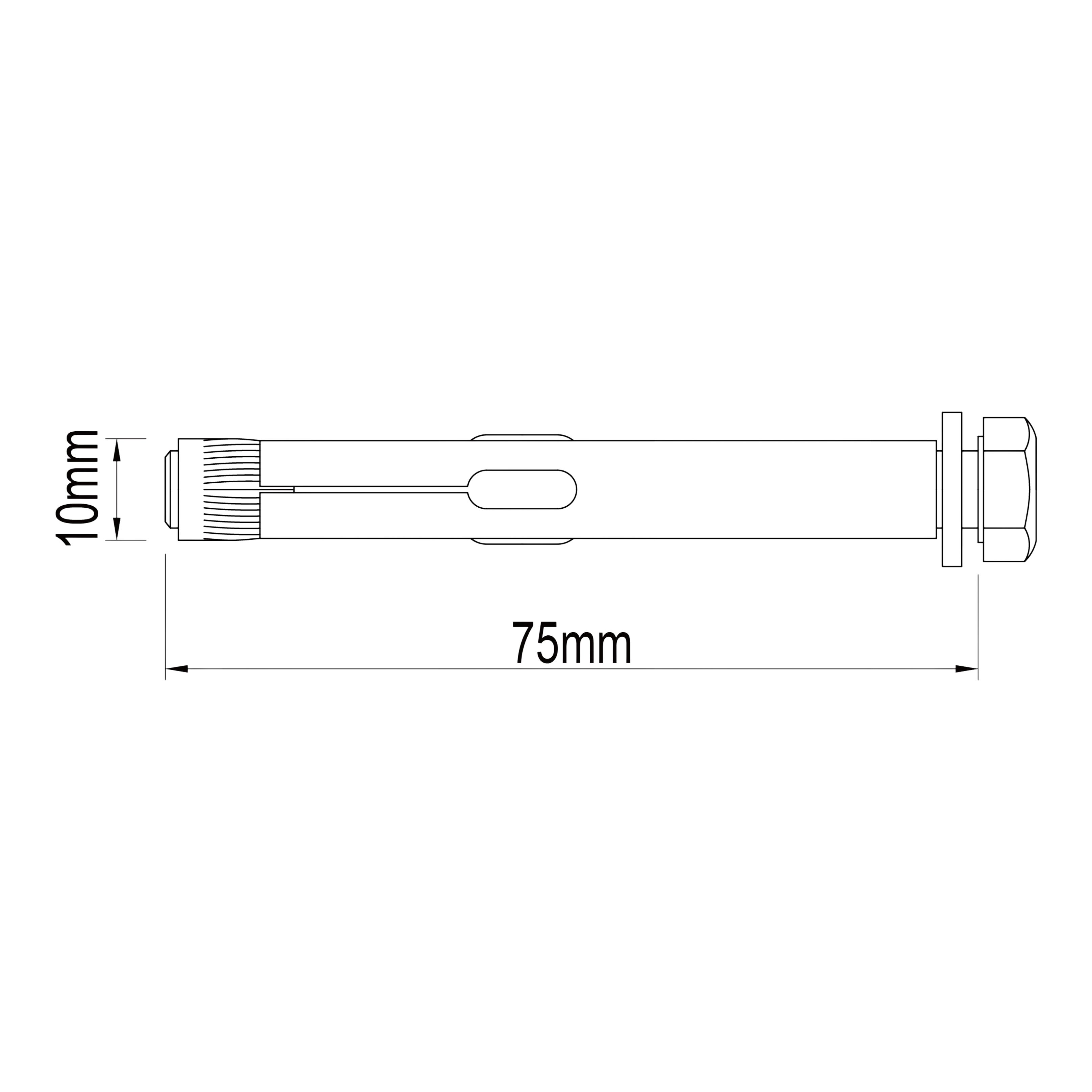 Diall M8 Hex Carbon steel Zinc-plated Sleeve anchor (L)75mm, Pack of 6