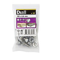 Diall M8 Hex Stainless steel Bolt & nut (L)16mm (Dia)8mm, Pack of 10