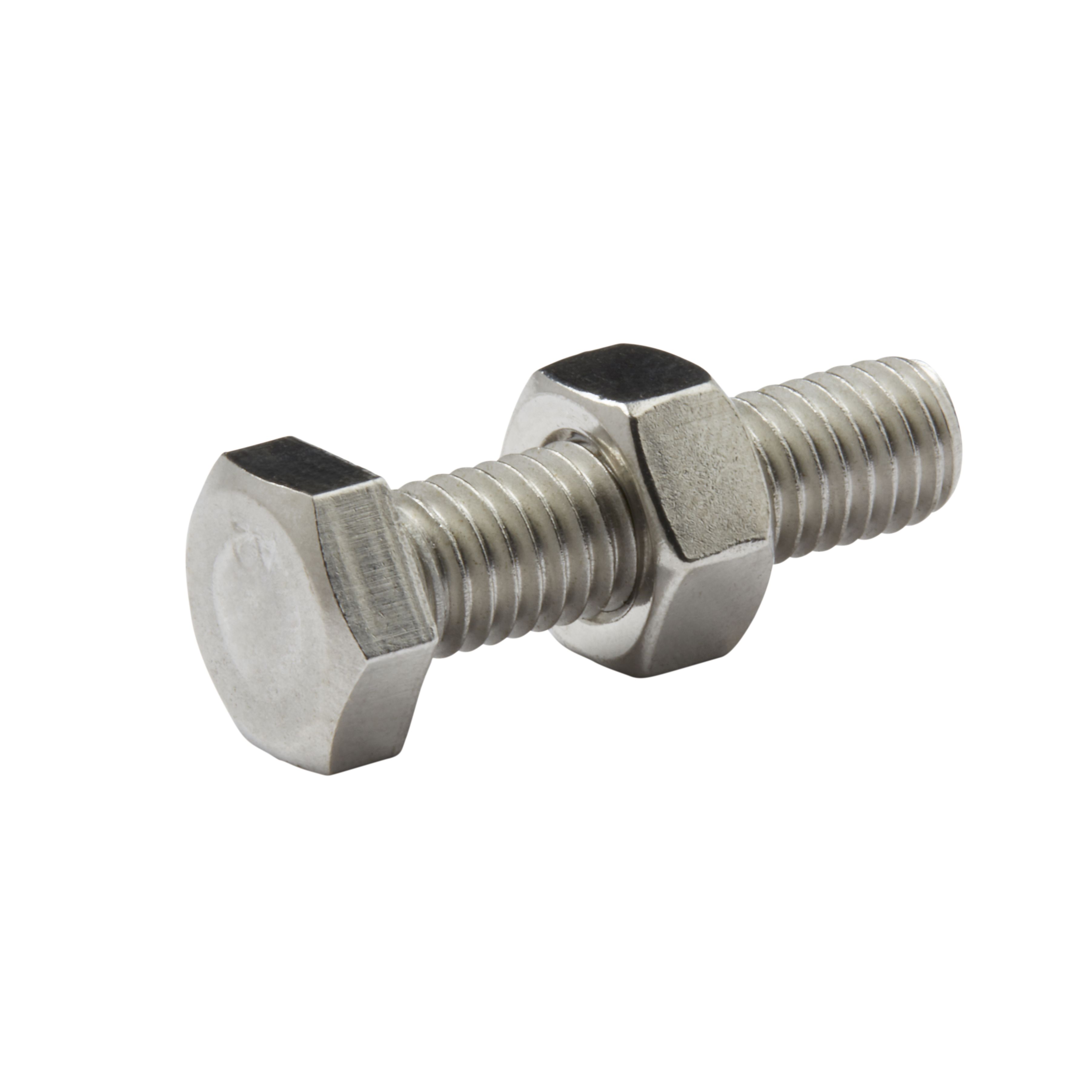 Diall M8 Hex Stainless steel Bolt & nut (L)30mm (Dia)8mm, Pack of 