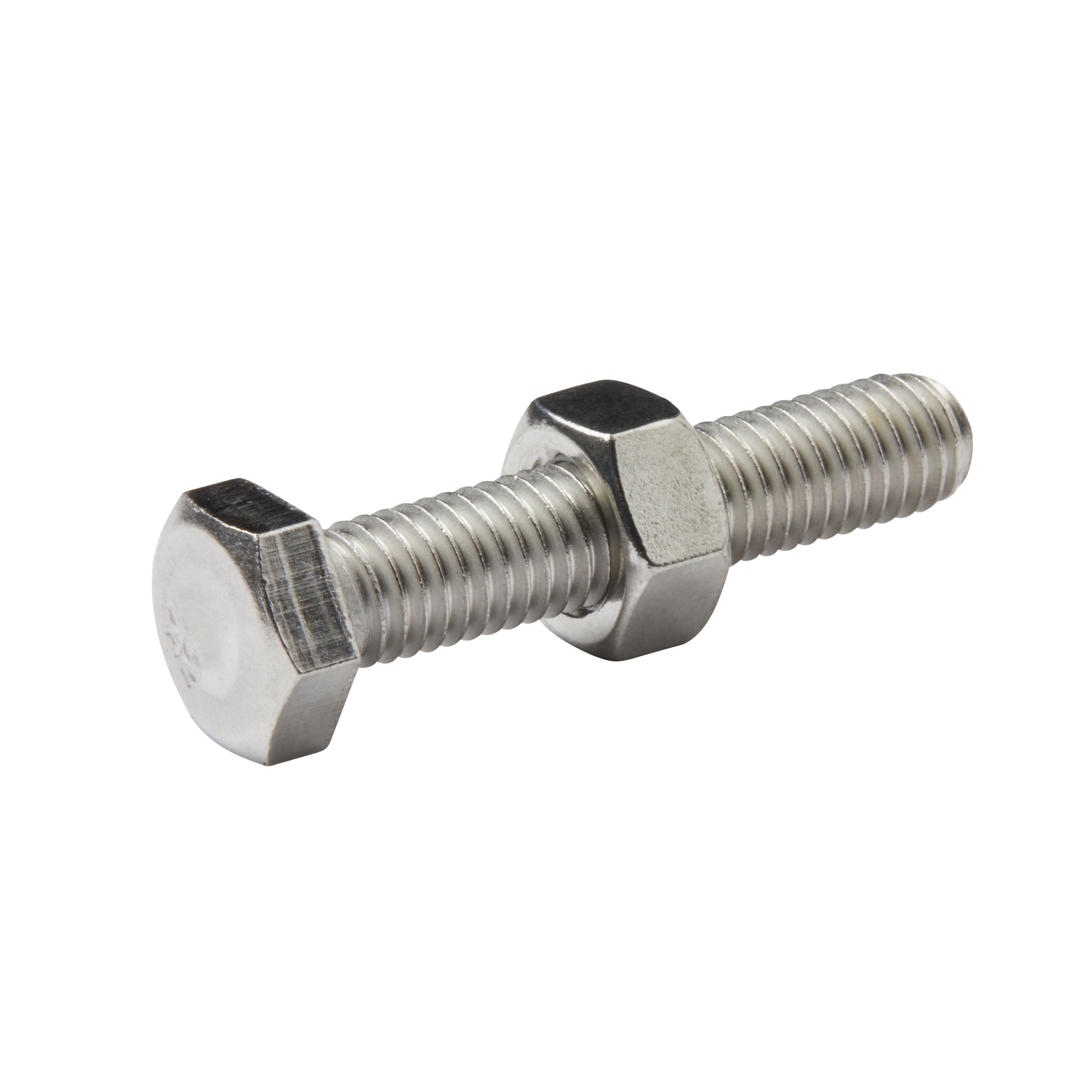 Diall M8 Hex Stainless steel Bolt & nut (L)40mm (Dia)8mm, Pack of 10