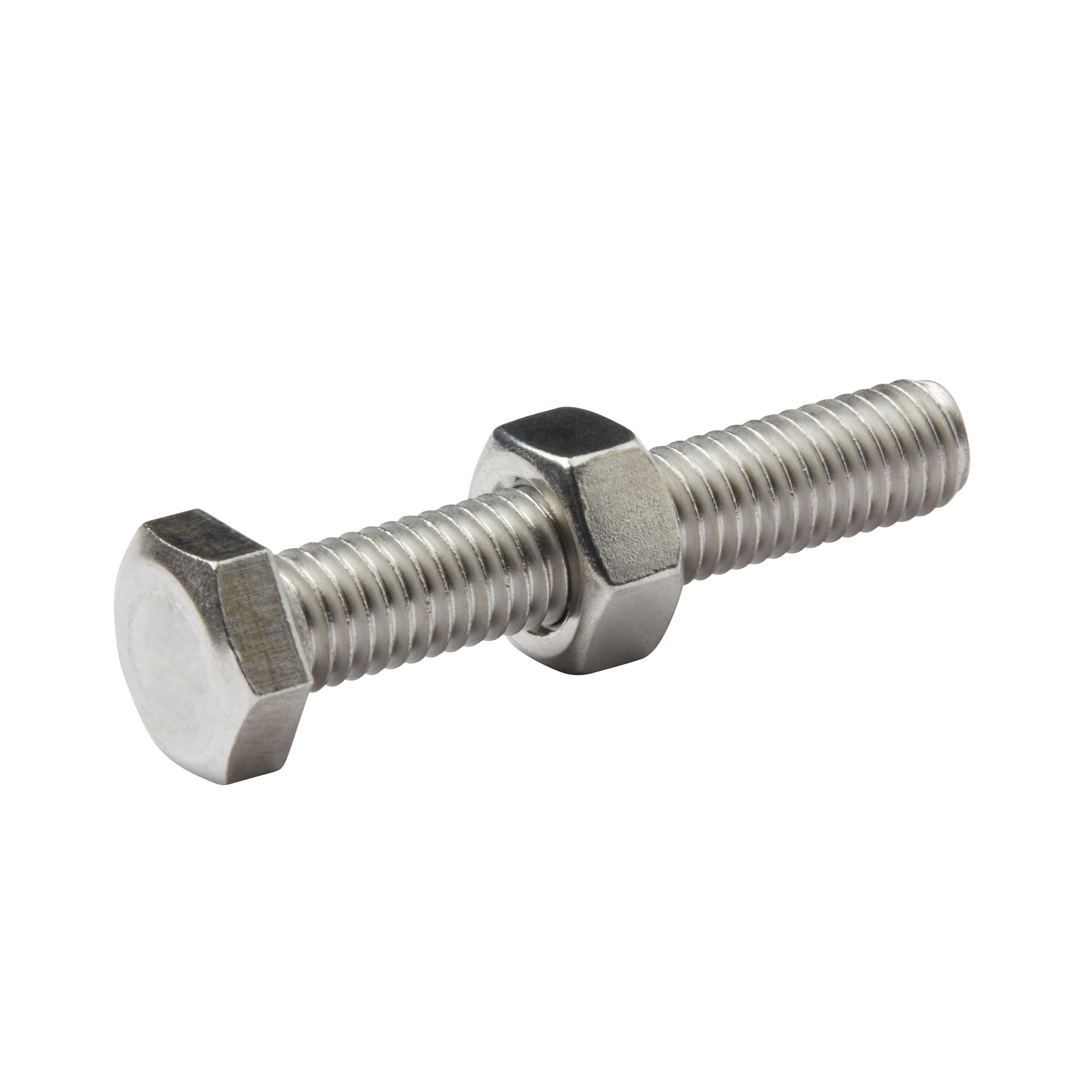 Diall M8 Hex Stainless steel Bolt & nut (L)45mm (Dia)8mm, Pack of 10