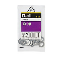 Diall M8 Stainless steel Medium Flat Washer, (Dia)8mm, Pack of 10