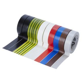 Diall Multicolour Electrical Tape (L)10m (W)15mm, Pack of 10