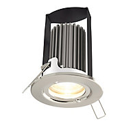 Diall Nickel effect Non-adjustable LED Fire-rated Cool white Downlight 5W IP65