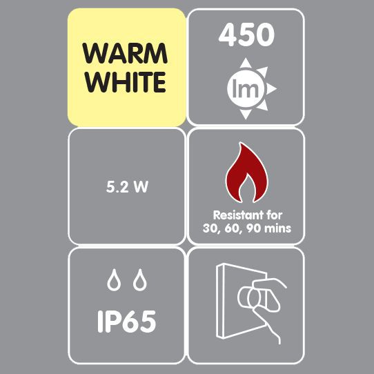 Diall Nickel effect Non-adjustable LED Fire-rated Warm white Downlight 5W IP65
