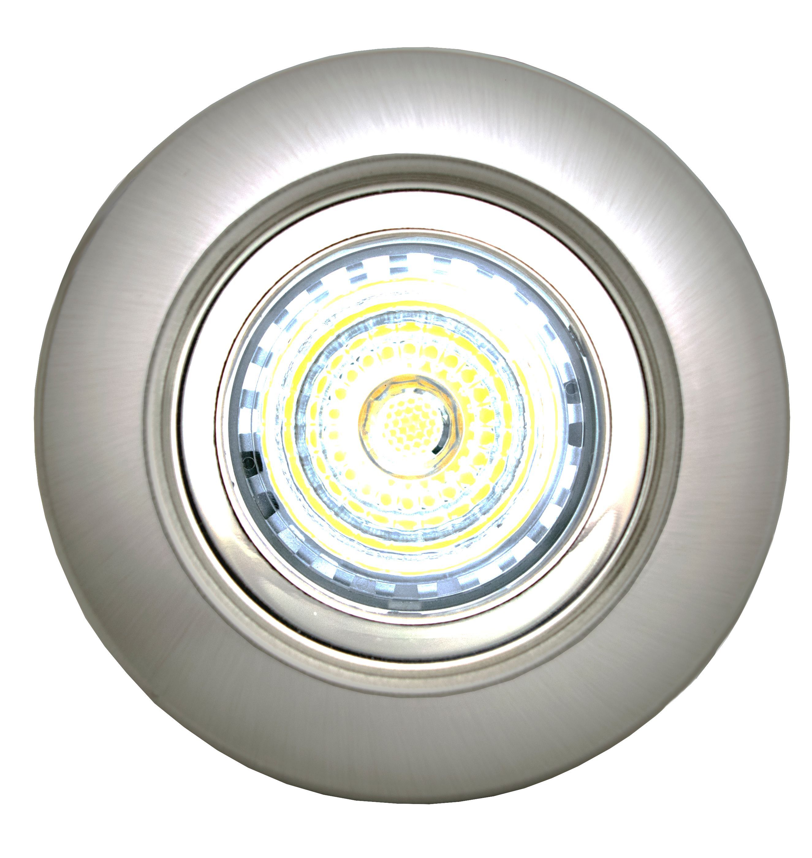 Diall Nickel effect Non-adjustable LED Fire-rated Warm white Downlight 5W IP65