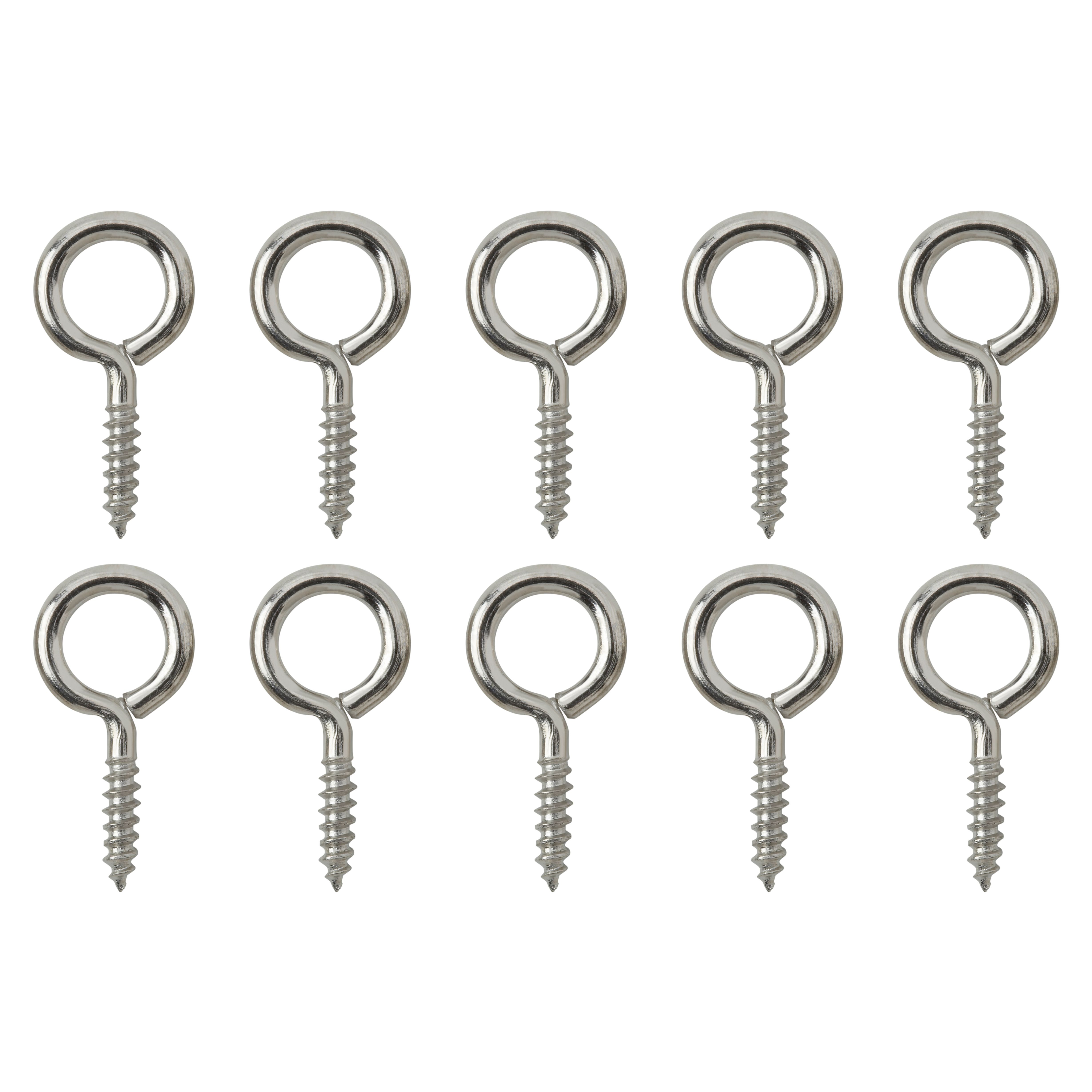 Diall Nickel-plated Metal Small Screw eye (L)25mm, Pack of 10