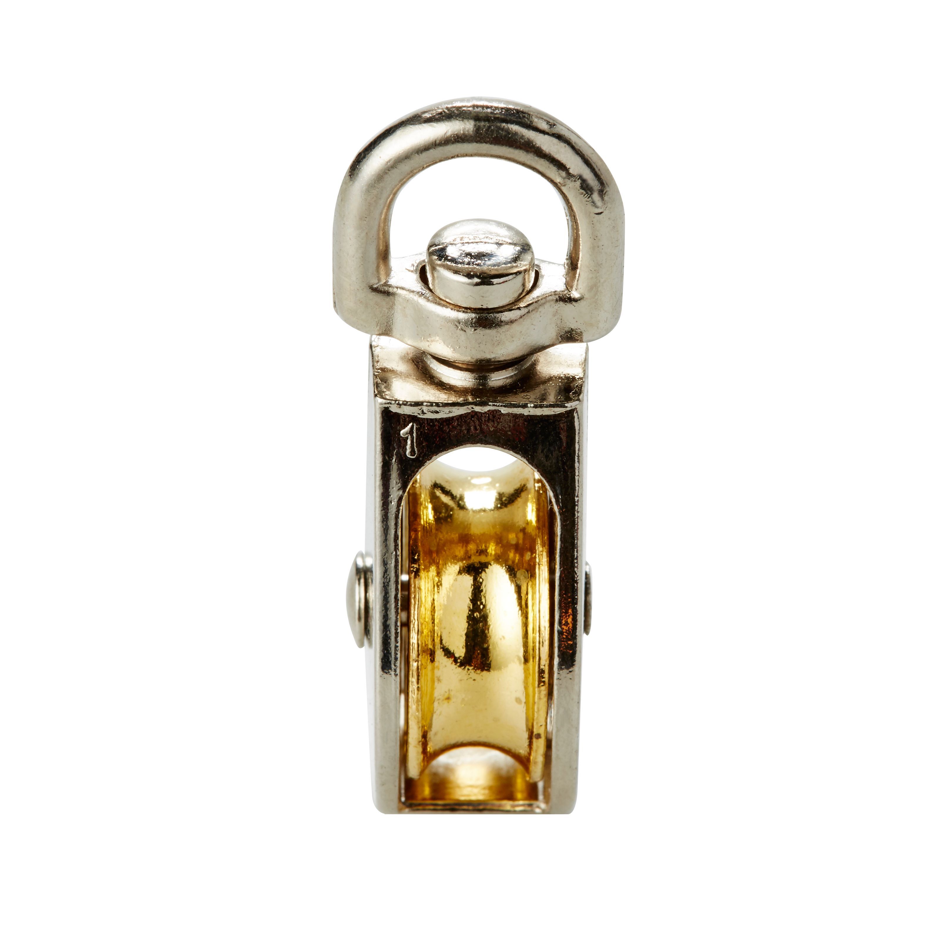 Diall Nickel & zinc-plated Grey & yellow 1 wheel Pulley, (Dia)24mm (Max)30kg