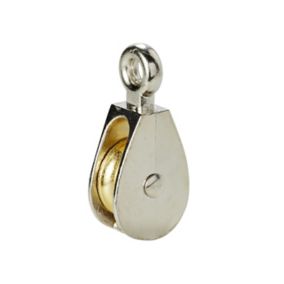 Diall Nickel & zinc-plated Grey & yellow 1 wheel Pulley, (Dia)24mm (Max)60kg