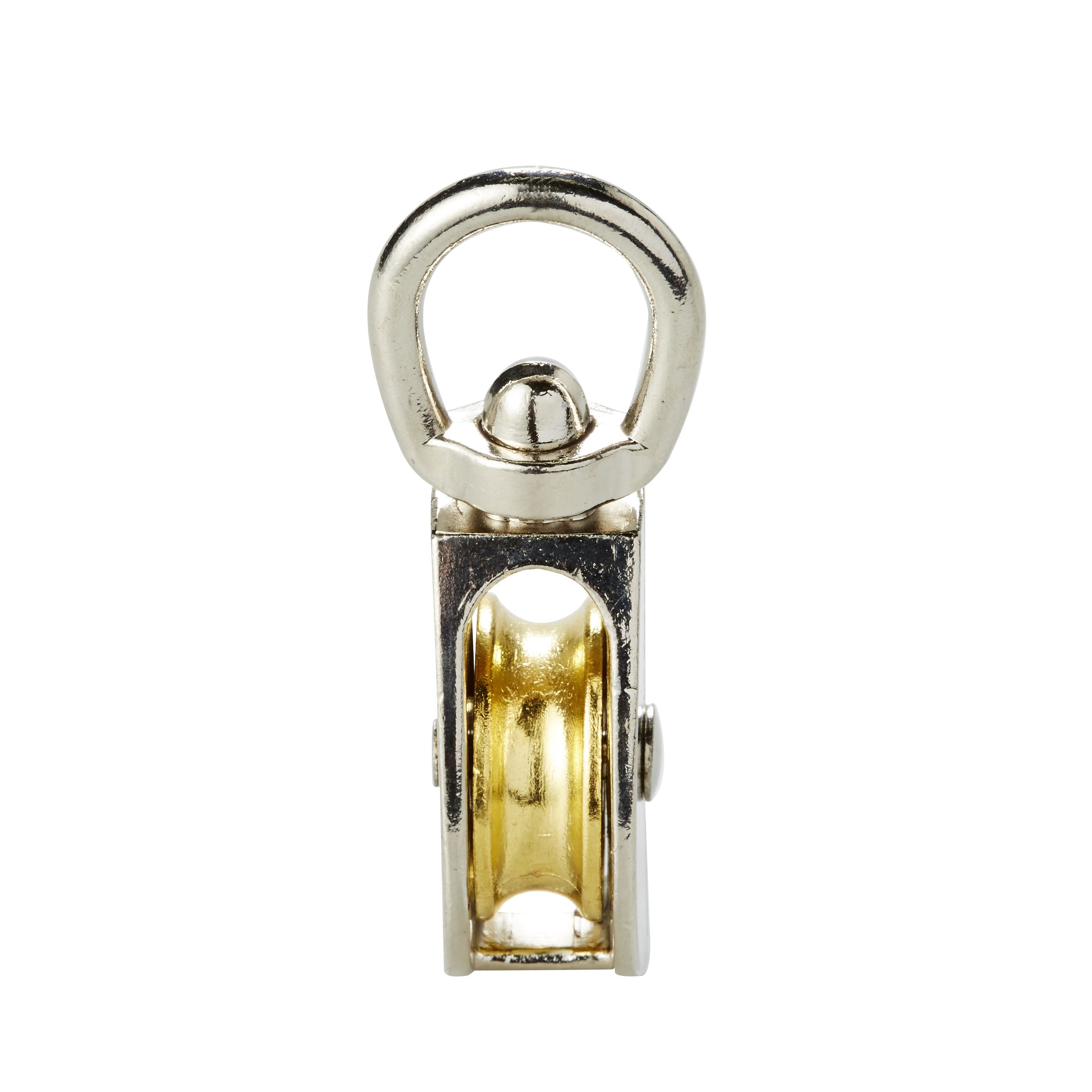 Diall Nickel & zinc-plated Grey & yellow 1 wheel Pulley, (Dia)32mm (Max)50kg