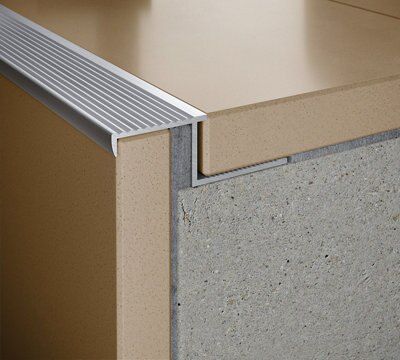 Diall Not self-adhesive Aluminium Stair nosing, (L)2500mm (W)35mm
