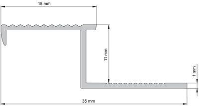 Diall Not self-adhesive Aluminium Stair nosing, (L)2500mm (W)35mm
