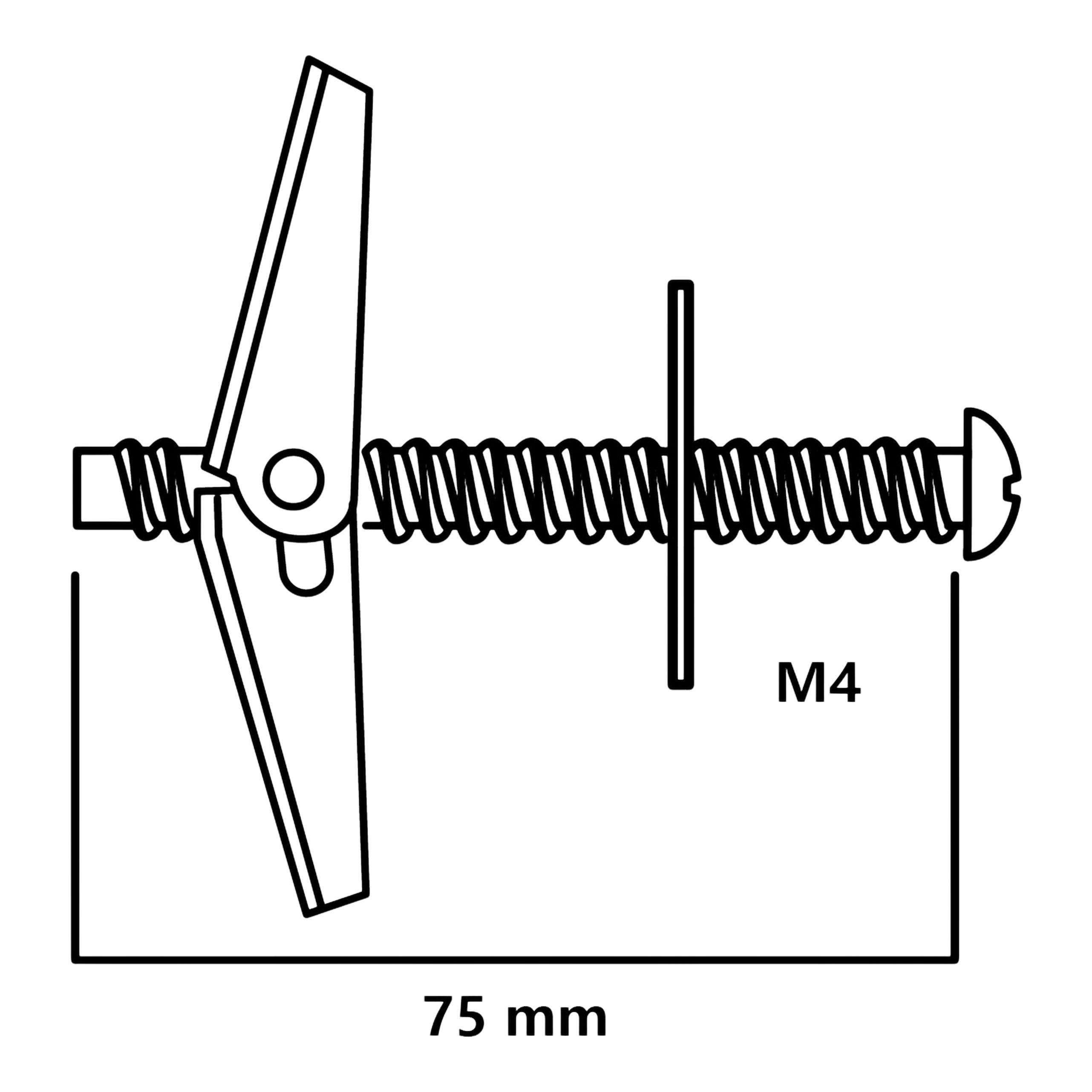 Diall Pan head Spring toggle (Dia)4mm (L)75mm, Pack of 4