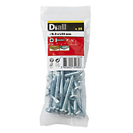 Diall Pan head Zinc-plated Carbon steel Screw (Dia)6.3mm (L)50mm, Pack of 25