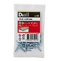 Diall Phillips Countersunk Zinc-plated Carbon steel (C1022) Self-drilling screw (Dia)4.2mm (L)19mm, Pack of 25