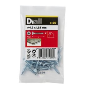 Diall Phillips Countersunk Zinc-plated Carbon steel (C1022) Self-drilling screw (Dia)4.2mm (L)19mm, Pack of 25