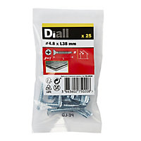 Diall Phillips Countersunk Zinc-plated Carbon steel (C1022) Self-drilling screw (Dia)4.8mm (L)38mm, Pack of 25