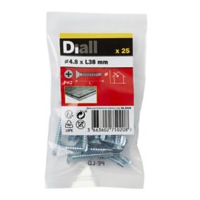 Diall Phillips Countersunk Zinc-plated Carbon steel (C1022) Self-drilling screw (Dia)4.8mm (L)38mm, Pack of 25