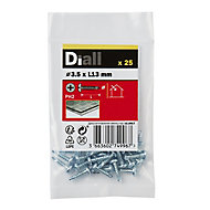 Diall Phillips Pan head Zinc-plated Carbon steel (C1022) Screw (Dia)3.5mm (L)13mm, Pack of 25