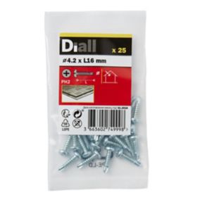 Diall Phillips Pan head Zinc-plated Carbon steel (C1022) Screw (Dia)4.2mm (L)16mm, Pack of 25
