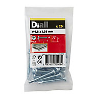 Diall Phillips Pan head Zinc-plated Carbon steel (C1022) Screw (Dia)4.8mm (L)38mm, Pack of 25