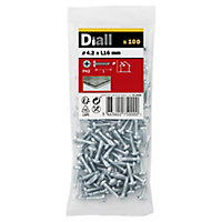 Diall Phillips Pan head Zinc-plated Carbon steel (C1022) Self-drilling screw (Dia)4.2mm (L)16mm, Pack of 100