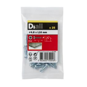 Diall Phillips Pan head Zinc-plated Carbon steel (C1022) Self-drilling screw (Dia)4.8mm (L)16mm, Pack of 25