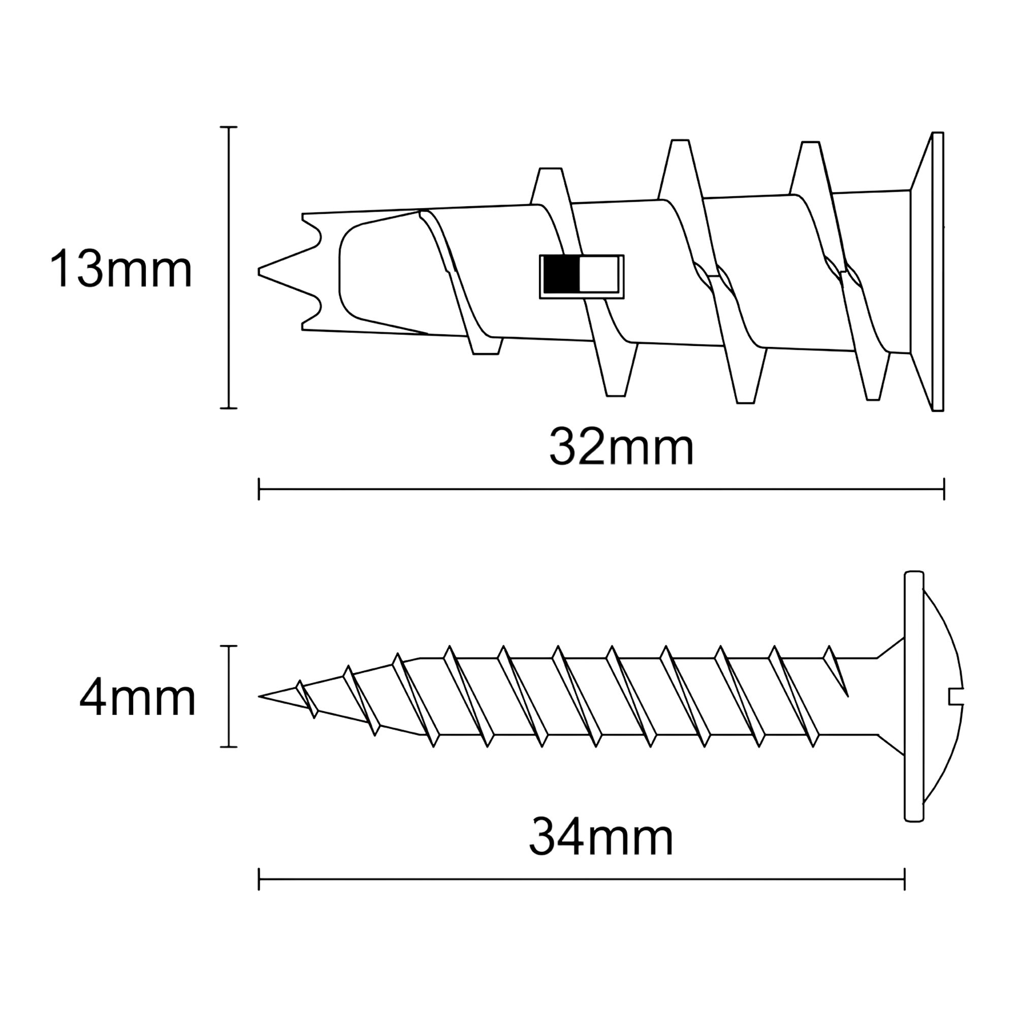 Diall Plasterboard fixing (Dia)13mm (L)32mm, Pack of 100
