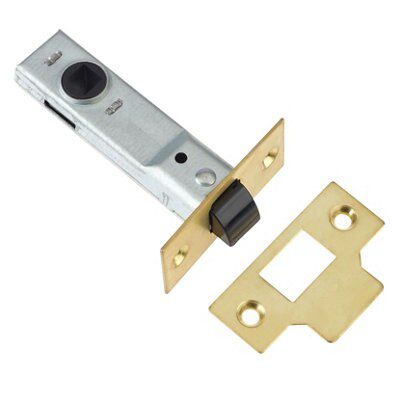 Diall Polished Brass effect Metal Tubular Mortice latch (L)76mm