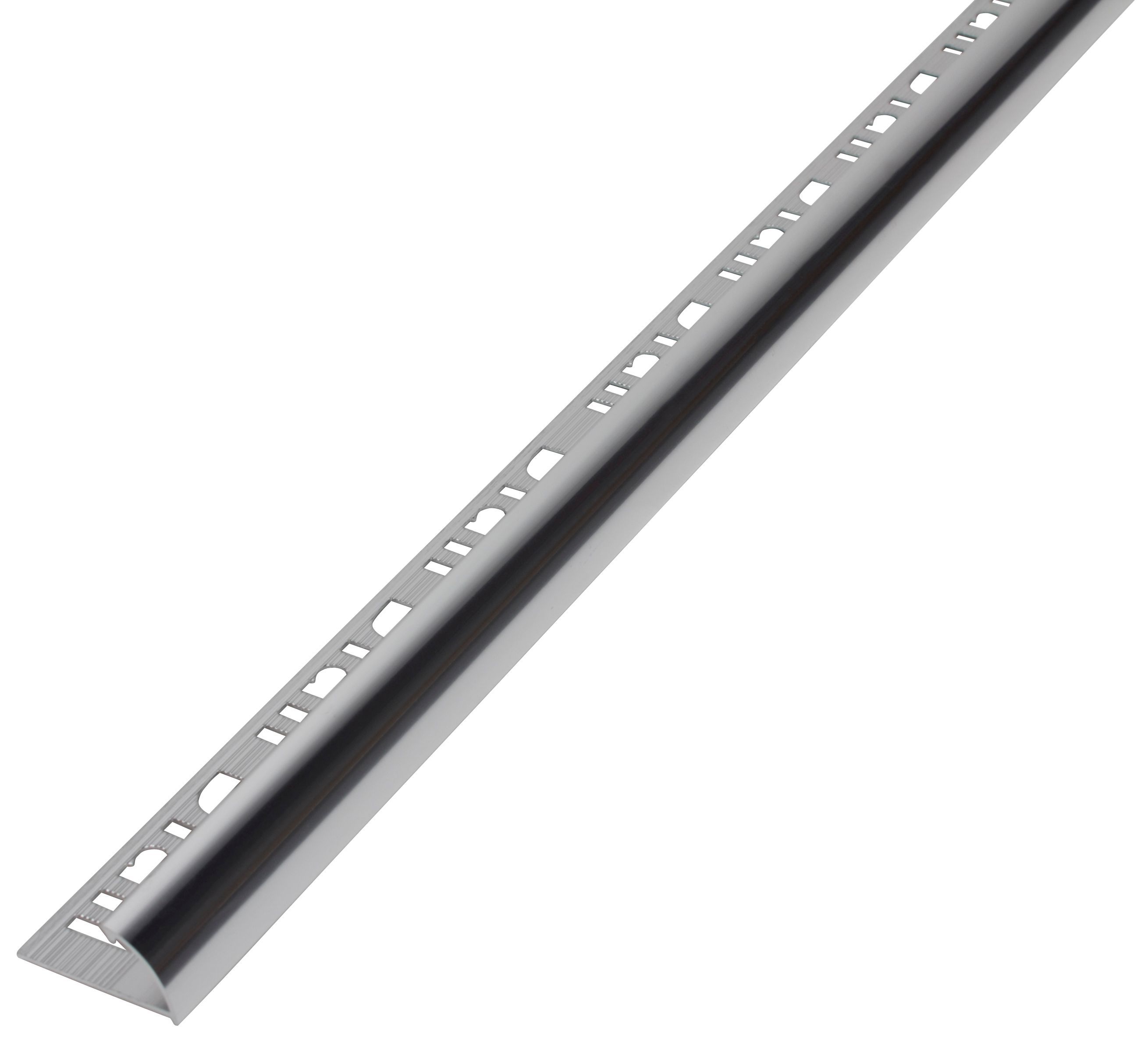 Diall Polished Chrome effect 12.5mm Round Aluminium External edge tile trim, (W)29mm