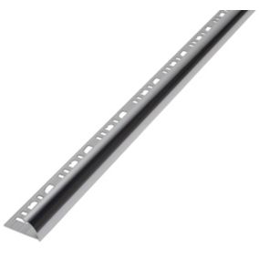 Diall Polished Chrome effect 12.5mm Round Aluminium External edge tile trim, (W)29mm